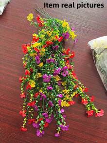 12 Buah Bunga Violet Buatan Gantung Berwarna Campuran, Dekorasi Bunga Gantung Panjang untuk Balkon, Halaman, Pagar, Teras - MultiWarna - View 9