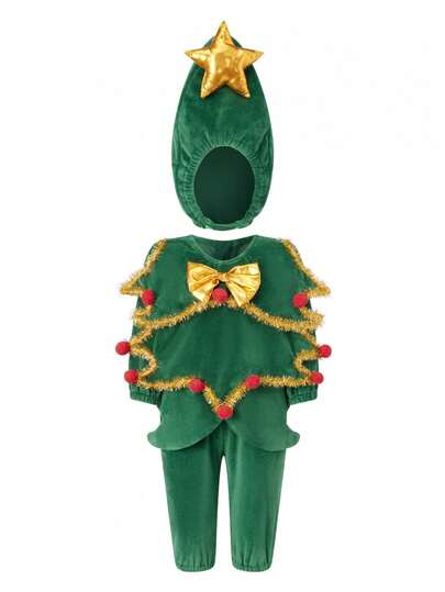 Christmas Tree-Shaped Doll Costume - Long-Sleeved Jumpsuit With Star Hat