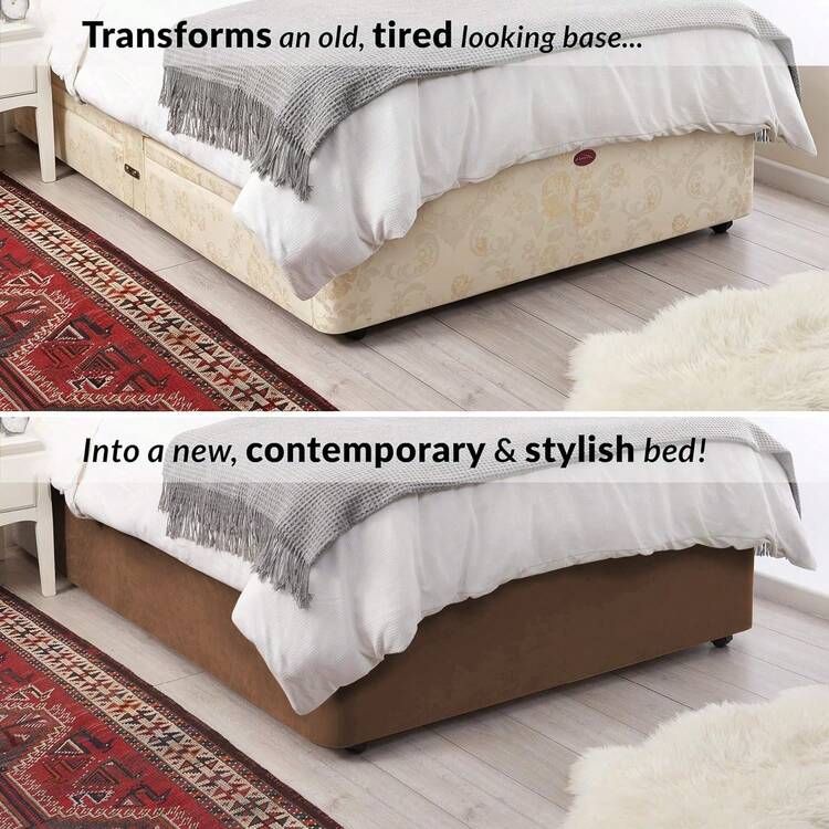 DUJUIKE Velvet Bed Frame Cover, Bed Skirt, Can Replace Traditional Bed Skirt, Suitable For Standard Double Bed, King Size Bed And Extra Large Bed - Coffee Brown - View 4
