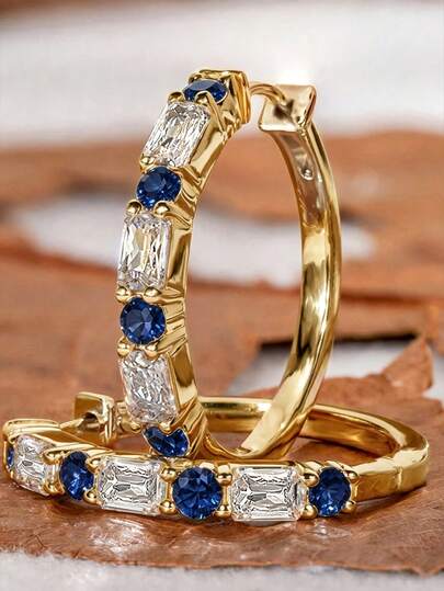 1 Pair Kids Fashion Cubic Zirconia Hoop Earrings For Girls For Daily Decoration For Party Jewelry Gift