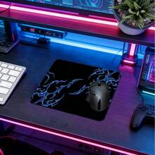 1pc Extra Large Extended Black Base Ice Blue Thorn Pattern Mouse Pad, With Non-Slip Rubber Bottom And Stitched Soft Cloth Material Keyboard Pad. Cold Dark Thorn Aesthetic With Non-Slip Rubber Bottom And Stitched Soft Cloth Material Keyboard Pad, Suitable For Gaming, Home Office And Study Scenes. - View 5