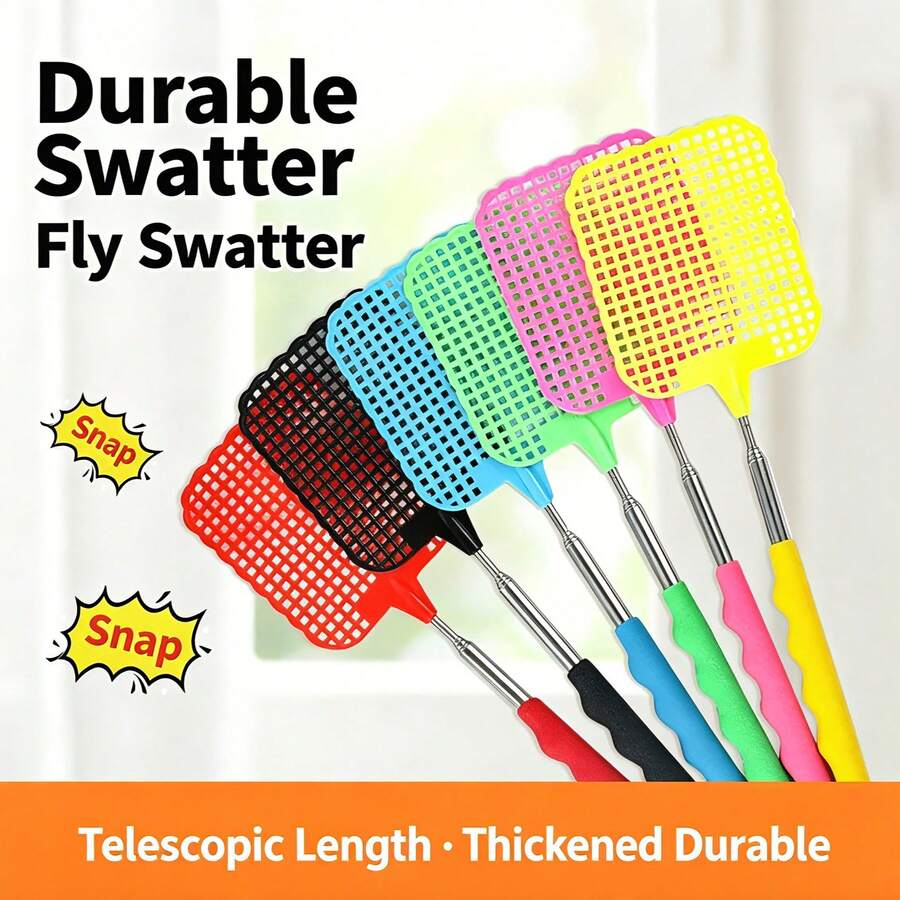 1pc Creative Retractable Plastic Fly Swatter, Household Daily Fly Repellent And Killing Tool, Essential For Summer Beach Travel - Multicolor - View 1