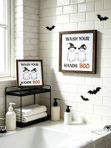 1pc Ghost BOO Halloween Desktop Decor Ornament, Suitable For Halloween Party Decoration, Bathroom Decor, Ghost Hand Washing Pattern Halloween Decor Ornament, Home Decor, Halloween Party Supplies, Trick Or Treat Halloween Decor Ornament, Coffee Shop Decor, Halloween Bedroom Decor, Autumn Decor, Halloween Home Decor, Winter Decor, Halloween Gift, Party Gift, Christmas Decor - Multicolor - View 8