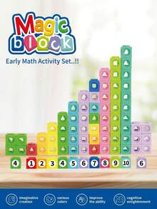 100pcs Building Blocks, Fun Cube Stacking Toys, Geometry Building Counting Blocks, Multi-Player Interactive Toys, Multi-Color, Assemble Into Different Shapes, Experience Unique Fun, Early Learning Educational Stem Toy Gift For Birthday/Halloween - Multicolor - View 4