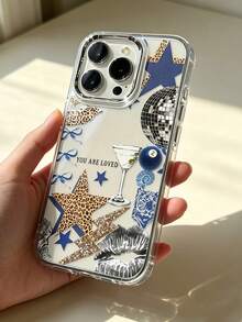 Vintage Fashion Mixed Wild Beauty Style Full Coverage Phone Case, Leopard Print Star Light Ball Lip Print Pattern, Suitable For IPhone 17/17Pro/17promax/16/16 Pro/12/12 Pro/12ProMax/13/13Pro/13Pro Max/14/14Pro/15/15Pro/11 And Other Phone Models, Perfect Gift For Family And Friends, Shockproof Protective Design Made Of TPU Material - Clear - View 1