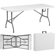 2026-Exclusivo NUEVO:360 °   Capital Click Mesa Plegable 1.80 Portátil Tipo Portafolio - Mesa de Plástico Blanca Resistente para Exterior e Interior, Fácil de Transportar y Almacenar - Negro - Ver 1