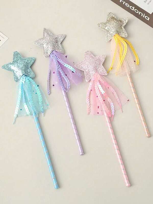 1pc/4pcs Glowing Star Magic Wand, Fairy Wand Dance Performance Prop