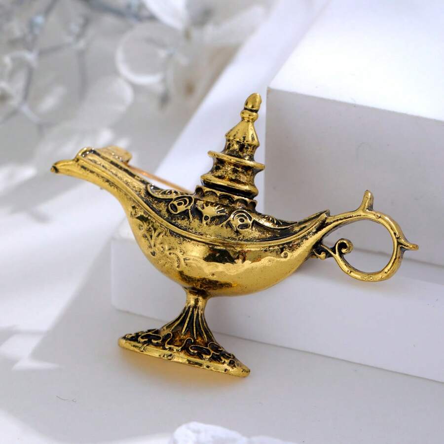 1pc Exotic Style Fashion Classic Teapot Brooch Pin, Elegant Vintage Brooch Flower, Suitable For Daily Wear, Can Be Used As A Gift - Old Gold - View 1