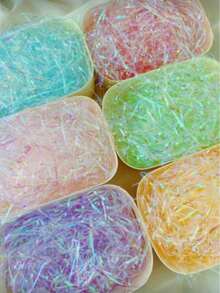 New Iridescent Raffia Grass Gift Box Filler, Valentine's Day Easter Plastic Raffia Shreds, Birthday Gift Box Wedding Favor Bag Decorative Filler - Light Pink - View 1