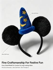 Classic Bestselling Disney Sorcerer Mickey Mouse Ear Headband, Popular Wizard Hat Headband For Multiple Platforms, Theme Park Halloween Cosplay Hair Accessory - A - View 5