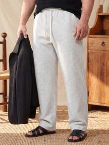 glestore Men's Plus Size Retro-Style Casual Drawstring Pants: Comfortable, Sporty, All-Season, Multifunctional - Light Grey - View 3