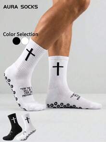 1/6 Paar neue Fußball-Sportsocken mit Kreuzstreifen, dicke Frottee-Sohle, rutschfeste Knöchelsocken, Unisex, geeignet für professionelles Training und Spiele, Weltcup Herren-Sportsocken bis zur Wade, Schulanfang - Verschiedenfarbig - Übersicht 2