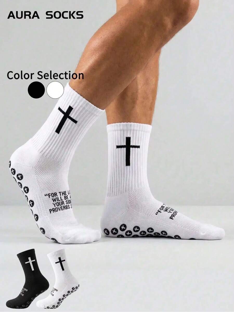 1/6 Paar neue Fußball-Sportsocken mit Kreuzstreifen, dicke Frottee-Sohle, rutschfeste Knöchelsocken, Unisex, geeignet für professionelles Training und Spiele, Weltcup Herren-Sportsocken bis zur Wade, Schulanfang