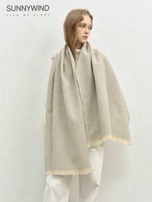 1pc Women's Solid Color Polyester Commuter Fashion Versatile Scarf For Daily Use - Beige - View 3