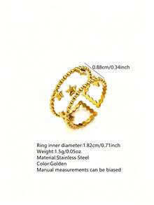 1pc Fashionable Stainless Steel Ring For Women With Enamel Craft Geometric Design, Suitable For Daily Wear - Yellow Gold - View 13