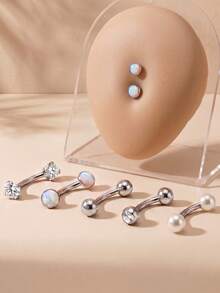 CIZME 1pc 14G Silver Belly Button Rings 316L Stainless Steel Belly Rings CZ Belly Button Piercings For Women Navel Piercings Pack 5/5mm Ball Belly Piercing - Silver - View 5