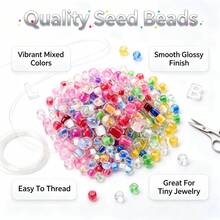 200Pcs 4mm Transparent Color Core Glass Seed Beads, Irregular Round Mini Loose Beads For DIY Bracelet, Earring, Handmade Jewelry Making - Seed Beads - View 4
