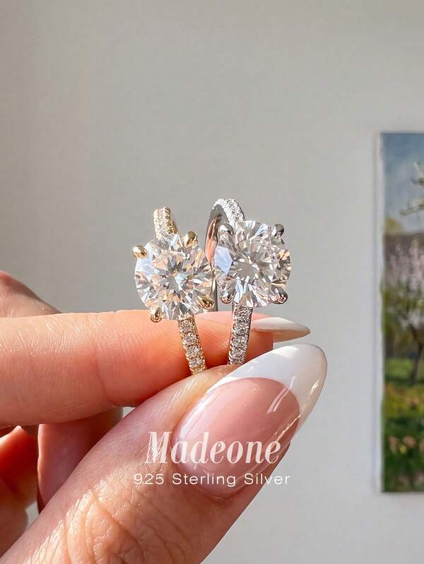 MADEONE خاتم فضة إسترليني عيار 925 بحجم 6*8 ملم مزخرف بتصميم بسيط، مناسب للارتداء اليومي، يبعث بلمعان خفيف