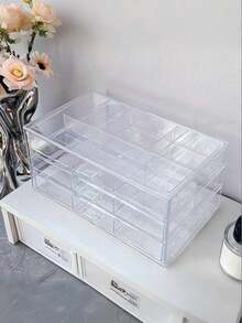 1pc Large Capacity 72-Slot Acrylic Jewelry Box, Transparent Multi-Layer Stackable Drawer Organizer, Jewelry Storage & Organization, Holiday Gift - Transparent - View 10