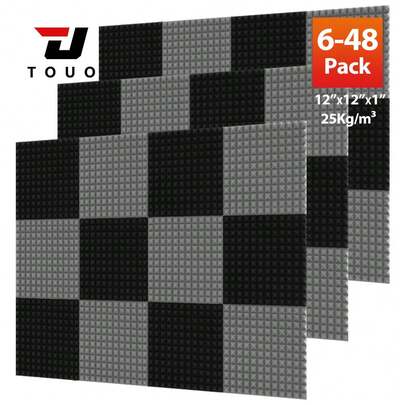TOUO Pyramid 6-48Pack Sound Insulation Panels Acoustic Foam For Media Room Living Room Interior Wall Decor Wall Sound Absorbing