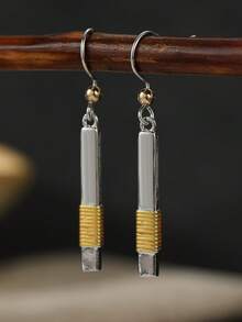 Gmzalx Vintage Minimalist Square Long Earrings, Versatile Practical Accessory, Perfect For Daily Commute And Gatherings - Two-color - View 3