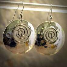 Vintage Minimalist Hammered Spiral Hollow Pendant Earrings, Handmade Jewelry For Women, Suitable For Daily And Various Occasions, A Delicate Surprise Gift For Ladies - Silver - View 1