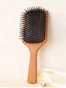 1 Large Square Wooden Massage Cushion Comb, With Round Spherical Teeth, Can Remove Hair, Reduce Breakage, And Massage Scalp. Very Suitable For Personal Use Or As A Gift.Hair , Travel Essentials, Hair Stuff, Back To School - Brown - View 8