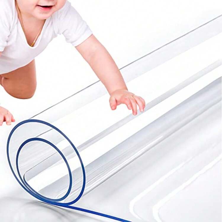 Table & Chair Protective Pad - Improved Transparent Rectangular Shape - View 1