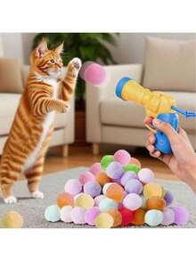 Interactive DIY Pet Toy, Suitable For Cats And Dogs, Indoor Training Shooting Interactive Toy Gun Set, Silent High-Elasticity Ball Launcher, Pet Interactive Toy Gun - Multicolor - View 6