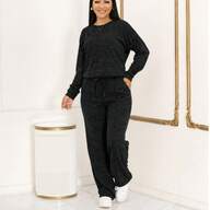 Conjunto Femenino Lanzinha Ribi canelada 2 Peças Blusa e Pantalona
