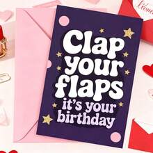 1件生日卡片，附信封邀請函「Flap Your Wings」幽默生日卡，適合生日慶祝派對禮物，加厚加大信封與卡片 - A - 查看 8