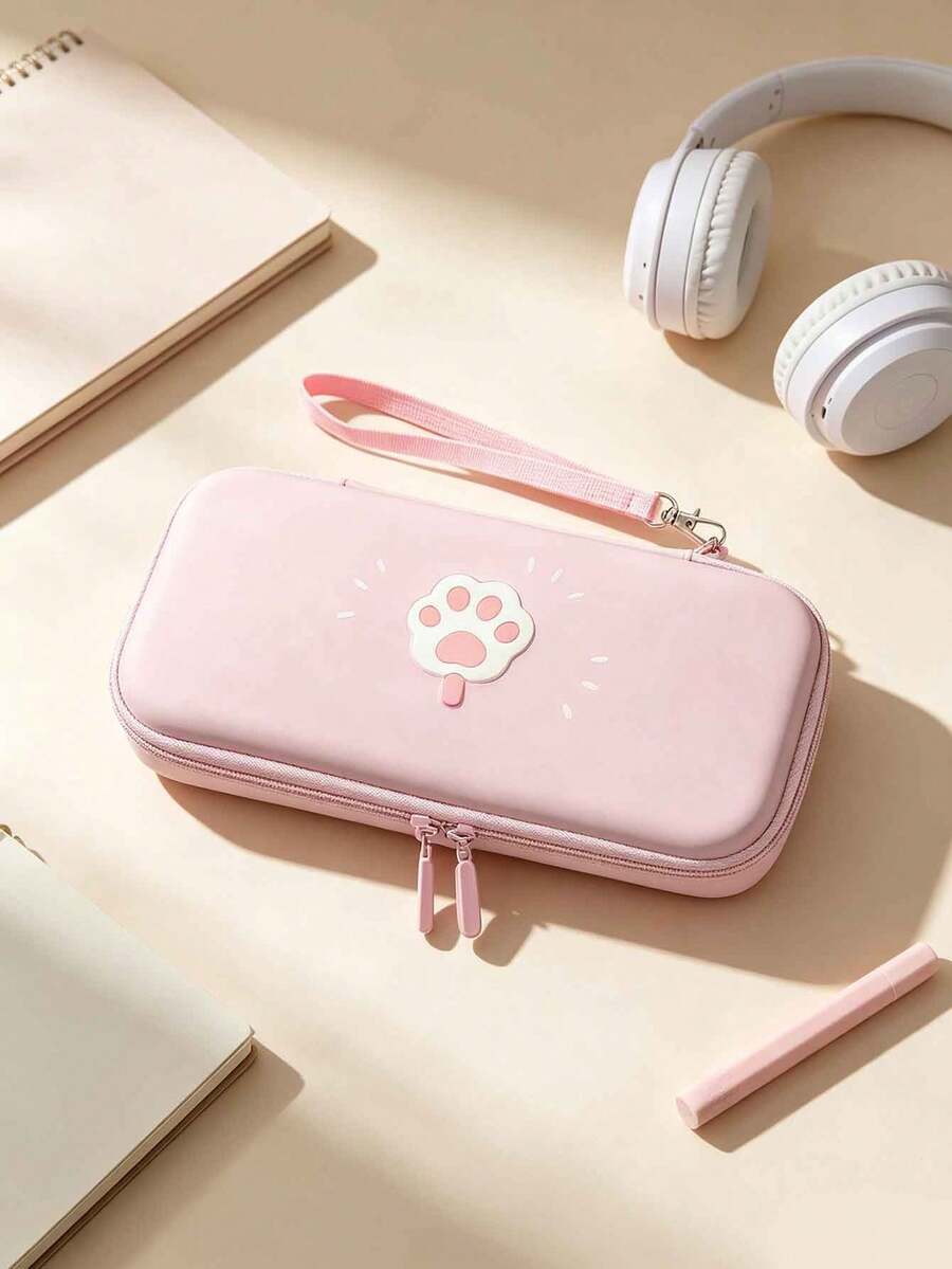 Cute Cat Paw Switch Storage Bag Switch/OLED Universal Pink Hard Shell Protective Case Girly Portable Game Console Storage Box - View 1
