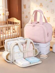 1pc Lightweight Mommy Bag, Stroller Hanging Bag, Large Capacity Compartments With Dual Openings, Suitable For Baby Bottles, Cosmetics And Travel Toiletries - Multicolor - View 3