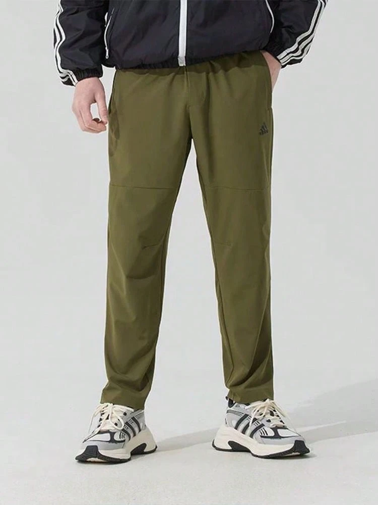 Adidas Men's Training Pants, Comfortable Breathable Fashion Knit Elastic Waist Mid-Rise Sport Trousers, Olive Green - Olive Green - View 1