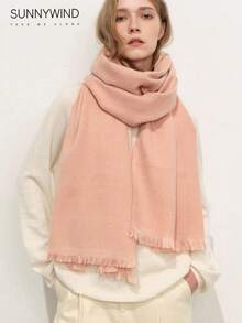 1pc Women's Solid Color Polyester Commuter Fashion Versatile Scarf For Daily Use - Pink - View 3