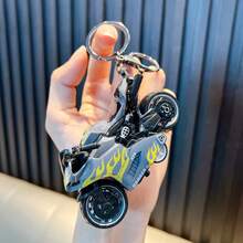 AD Alloy Flame Motorcycle Keychain, Spring-Back Inertia Motorcycle Model Pendant, Boys Realistic Motorcycle Toy Key Chain - Flame Motorcycle - View 14