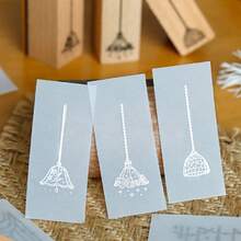 Vintage Hanging Lamp Star Garland Wooden Stamp For Teen Girls Students Daily Journal Planner Frame Mat Card Making Gift Tag Envelope Decoration Collage Background Border Divider Embellishment - A - View 4