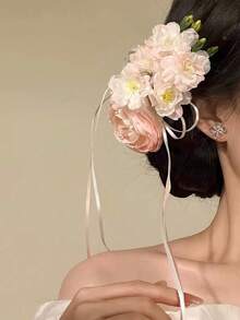 1pc Women's New Sweet Tassel Flower Hair Clip, Side Hair Clip, Half-Up Hairstyle Hair Accessory - Multicolor - View 24