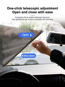 Car Roller Shade Sun Visor, Heat Insulation Window Curtain, Retractable Front Windshield Sunshade - A - View 3