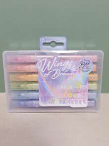 6pcs Dopamine Color Fluorescent Pens, Glitter Fluorescent Pens, Scented. Suitable For Key Point Highlighting, Note Marking, Planner Decoration, Doodling, Daily Learning, Office Work, Handmade DIY Creation, Student Stationery. Essential Supplies For Back To School Season. - Flash Highlighter - View 9