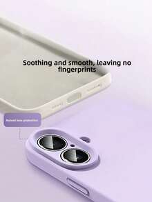 Elegant Beige Candy Color Luxury Silicone Phone Case, Soft Skin-Friendly Comfortable Shockproof Anti-Drop Ultra-Thin Protective Shell Compatible With IPhone 17 16 15 14 13 12 11 Pro Max Plus Air - Gray Powder - View 5