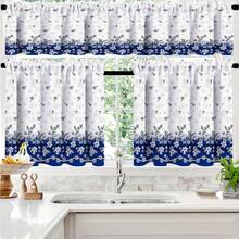 Set 3 Buah Tirai Dapur Pendek Motif Bunga Biru, Gaya Pedesaan untuk Jendela Kecil, Dekorasi Rumah untuk Dapur dan Kedai Kopi - MultiWarna - View 7