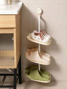 Wall-Mounted Suction Cup Shoe Rack, No-Drill Shoe Storage Rack, Multi-Layer Floating Shoe Rack, Suitable For Entryway Bathroom Balcony, Cloud-Shaped Shoe Rack, Can Hold Sneakers Slippers High Heels, No Wall Damage, Suitable For Apartment Corners, Robot Vacuum Shoe Storage - Multicolor - View 4