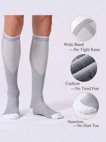 3 Pairs Compression Socks For Men, Running, Fitness, Jumping Rope, Calf Support, Long Tube Elastic Socks, Couples Socks - Multicolor - View 2