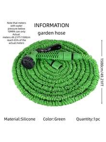 1pc 50/100ft Adjustable Watering Hose With Green Nozzle, Durable Polyethylene Multi-Purpose Garden Hose With Spray Gun, Suitable For Outdoor Patio, Expandable And Easy To Use, Polyethylene Material, Garden Style, Green Nozzle Design, For Watering And Cleaning - Green - View 12