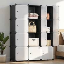 12-Cube Modular Plastic Storage Shelf With Soft-Close Doors – Space-Saving Living Room Organizer, Lightweight & Easy To Assemble, Neutral Design For Clutter-Free Spaces - Black - View 3