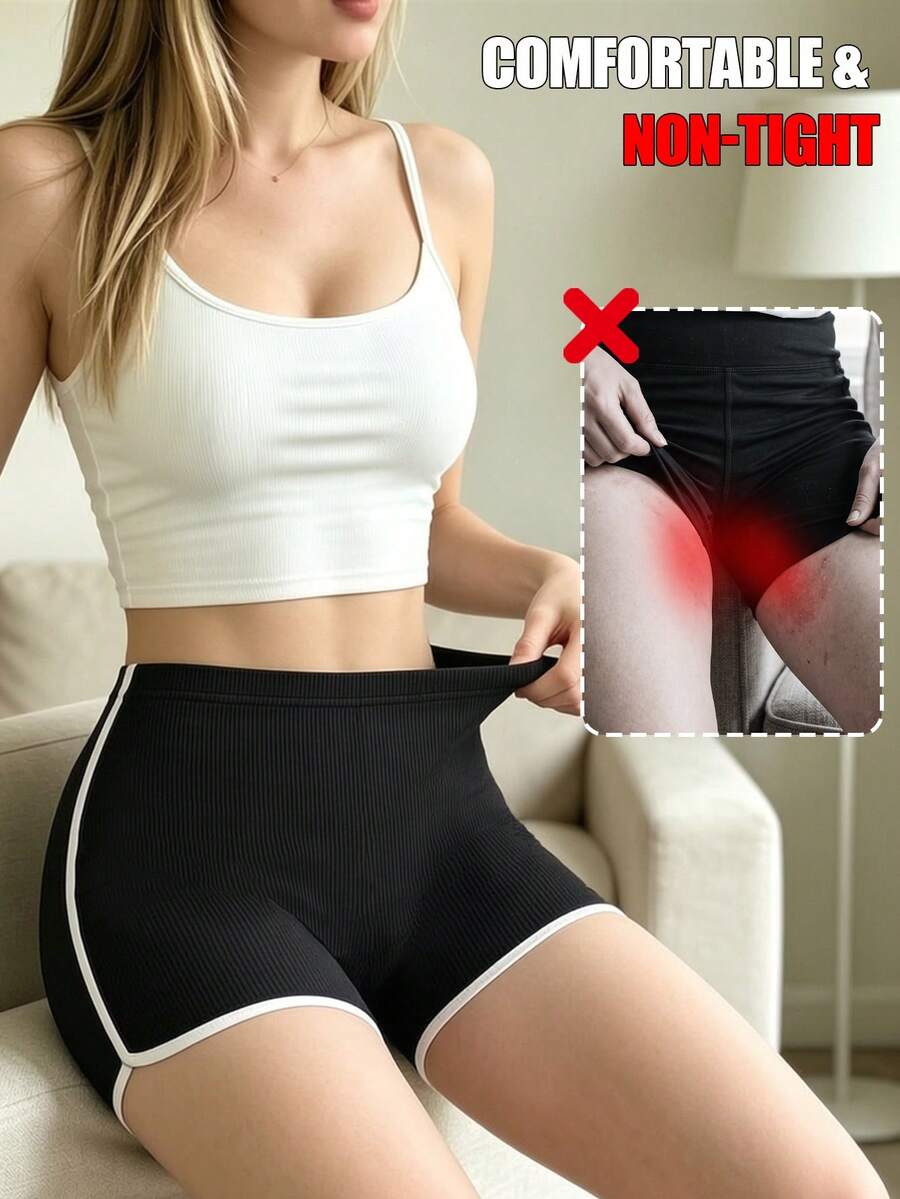 女款四角內褲、女款單車短褲、女款收腰塑形緊身內褲、三角內褲、性感提臀塑形內褲、四角短褲、瑜伽短褲 - 黑色 - 查看 1