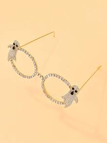 1pc Fully Rhinestone Bat Wing Halloween Cute Spooky Ghost Decorative Eyeglass Frame, Lensless Gothic Punk Halloween Horror Women's Party Photo Prop Fashion Accessory - YJK1132 - View 9