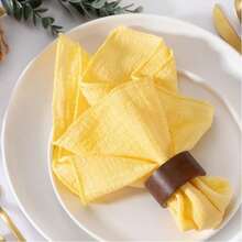 12pcs/20pcs/18pcs/24pcs Fabric Napkins Summer Linen Dinner Tablecloth Washable Bulk, Suitable For Wedding Party Baby Bridal Shower Birthday - Yellow - View 2
