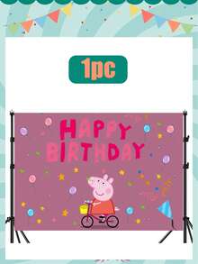 Peppa Pig مجموعة خلفيات عيد الميلاد بموضوع بيبا بيج 6 خلفيات مختلفة، قماش خلفية صور حفلة عيد الميلاد متعددة المواضيع، متوفرة بأحجام متعددة، معبأة في أكياس OPP، إكسسوارات عيد الميلاد الأول للطفل - أنماط متعددة - مشاهدة 19